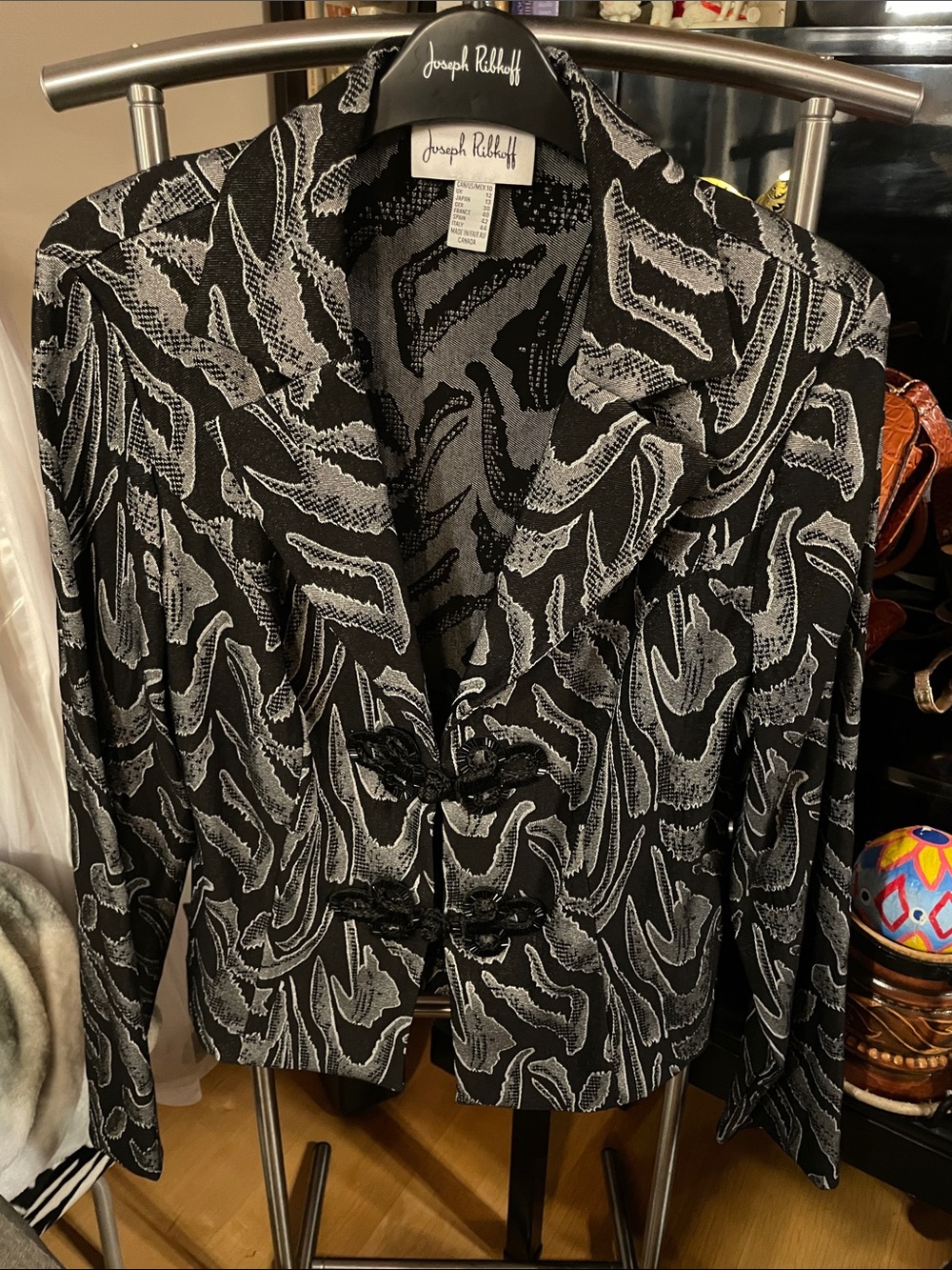 Joseph Ribkoff Black and Gray Patterned Blazer